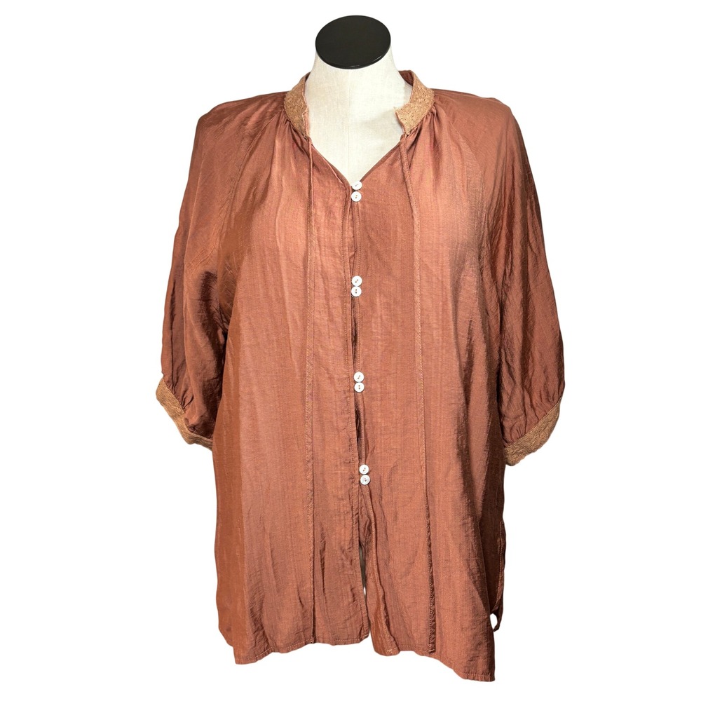 Zanzea Women Bohemian-style Tunic Blouse 2XL Rust Grannnycore Lagenlook Fall Top